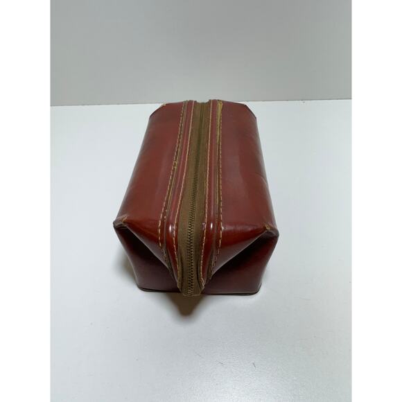Vintage Dopp Kit Men’s Toiletry Travel Shave Bag Leather Brown Chicago Illinois - Picture 1 of 12